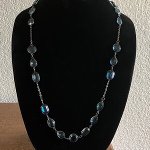 Charming Charlie Transparent Bead Gunmetal‎ Silver Single Chain Necklace